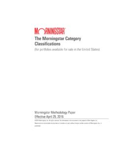 The Morningstar Category Classifications
