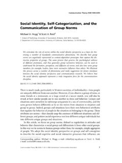 Social Identity, Self-Categorization, and the ...