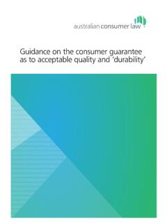 Guidance on the consumer guarantee as to acceptable ...