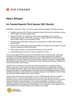 Air Canada Reports Third Quarter 2021 Results