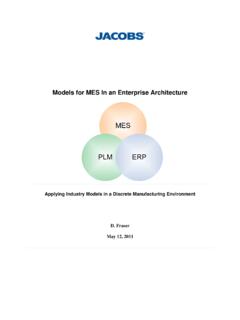 Models for MES In an Enterprise Architecture - …