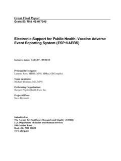 Electronic Support for Public Health–Vaccine Adverse Event ...