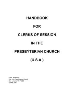 HANDBOOK FOR CLERKS OF SESSION IN THE …