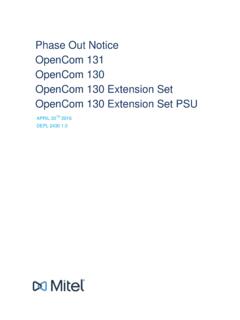 Phase Out Notice OpenCom 131 OpenCom 130 OpenCom 130 ...