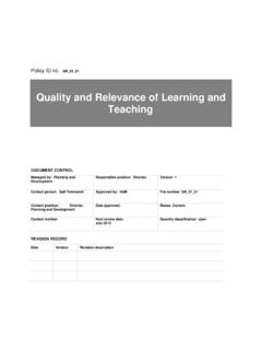 Quality and Relevance of Learning and Teaching