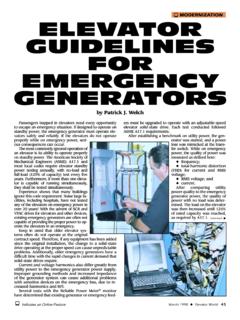 Elevator Guidelines for Emergency Generators - VTX