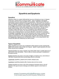Dysarthria and Dysphonia - icommunicate therapy