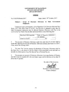 GOVERNMENT OF RAJASTHAN FINANCE DEPARTMENT …
