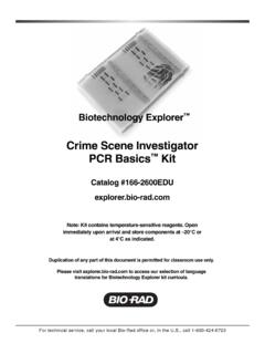 Crime Scene Investigator PCR Basics Kit - Bio-Rad …