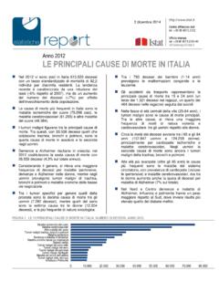 Anno 2012 LE PRINCIPALI CAUSE DI MORTE IN ITALIA