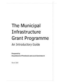 The Municipal Infrastructure Grant Programme