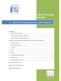 Word Processing Uses and Features - Rynagh McNally IT …
