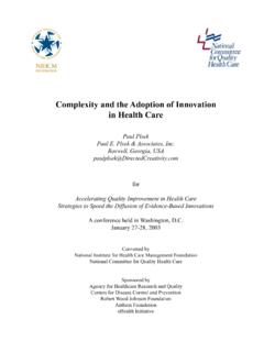 Complexity and the Adoption of Innovation in Health Care