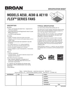 MODELS AE50, AE80 &amp; AE110 - Broan-NuTone