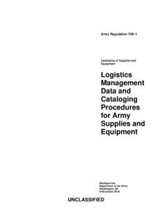 Logistics Management Data and Cataloging Procedures for ...