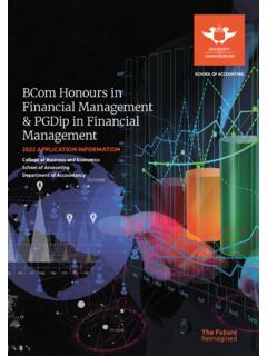 BCom Honours in Financial Management &amp; PGDip in …