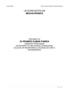 LECTURE NOTES ON MECHATRONICS - College of …