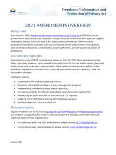 2021 FOIPPA Amendments Overview