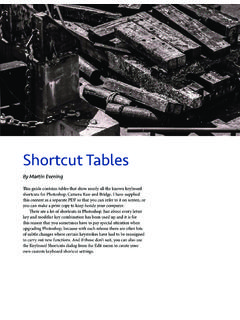Shortcut Tables - Adobe Photoshop CC for Photographers