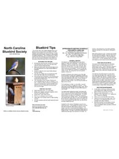North Carolina Bluebird Tips APPROXIMATE NESTING …