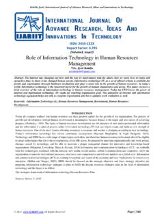 Role of Information Technology in Human ... - IJARIIT