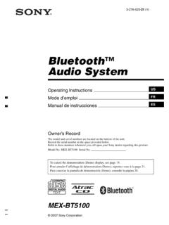 Bluetooth Audio System - Sony