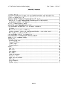 Table of Contents - National Credit Union …