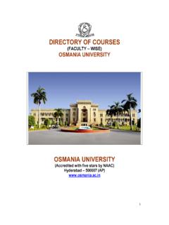 DIRECTORY OF COURSES - Osmania University