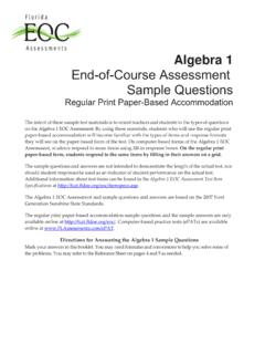Algebra 1 End-of-Course Assessment Sample Questions