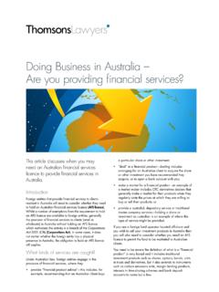 Doing Business in Australia – Are you providing financial ...