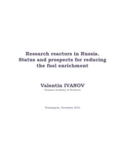 Research reactors in Russia. Status and prospects for ...