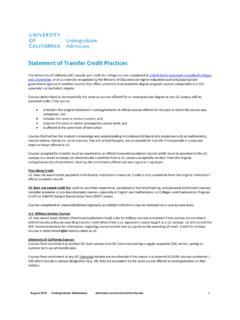 UC Statement of Transfer Credit Practices