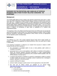 Reporting of serious incidents to Welsh Assembly Government