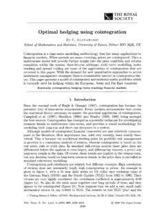 Optimal Hedging Using Cointegration - Carol …