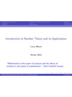 Introduction to Number Theory and its Applications