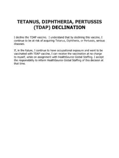 TETANUS, DIPHTHERIA, PERTUSSIS (TDAP) DECLINATION