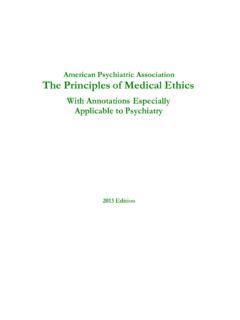 American Psychiatric Association The Principles of Medical ...