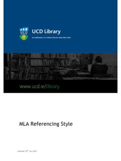 MLA Referencing Style - University College Dublin