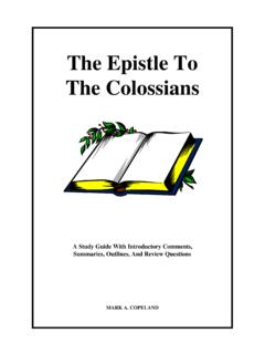 The Epistle To The Colossians - Executable Outlines