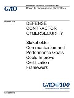 GAO-22-104679, DEFENSE CONTRACTOR CYBERSECURITY ...