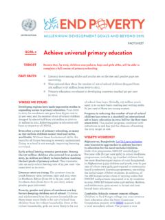 FACT SHEET GOAL 2 Achieve universal primary education …