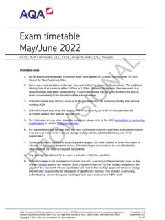 Exam timetable May/June 2022