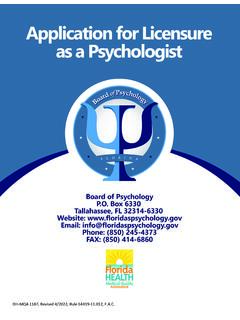 Psychology Licensure App - Florida Board of Psychology