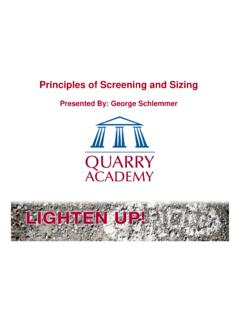 Principles of Screening and Sizing