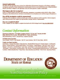 Contact Information - Hawaii DOE