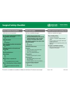 Surgical Safety Checklist - WHO