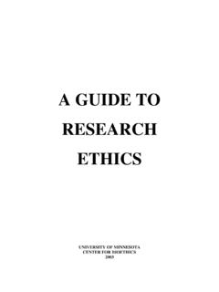 A GUIDE TO RESEARCH ETHICS - University of Minnesota