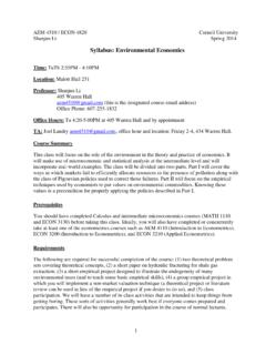 Syllabus: Environmental Economics - Cornell University