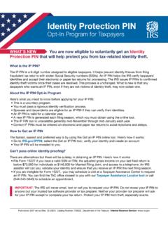 Identity Protection PIN - IRS tax forms
