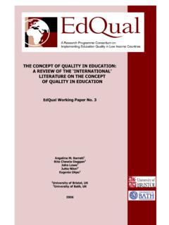 THE CONCEPT OF QUALITY IN EDUCATION: A REVIEW OF THE ...